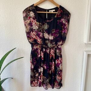 Lush Floral Mini Dress Size Small Cape Sleeves
